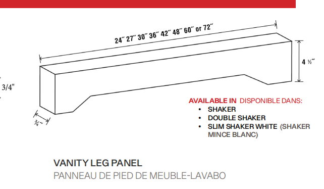 White Shaker Bathroom Vanity Foot Panel