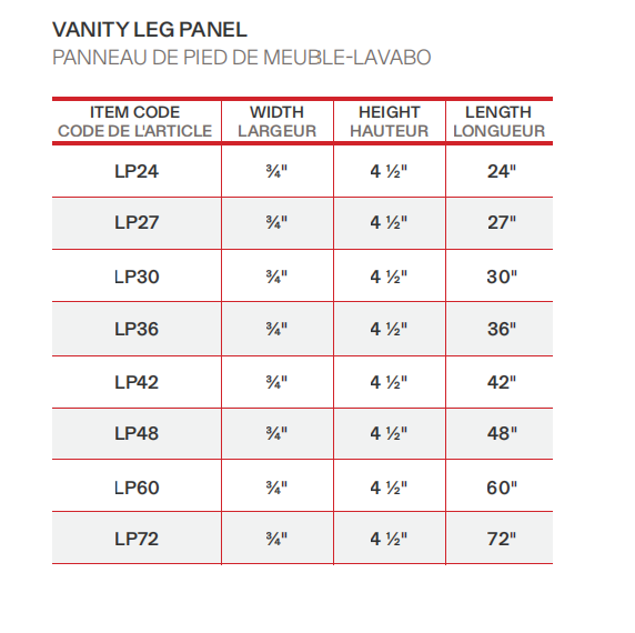 White Shaker Bathroom Vanity Foot Panel