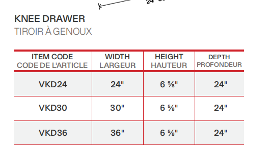Knee drawer in Wood Grey