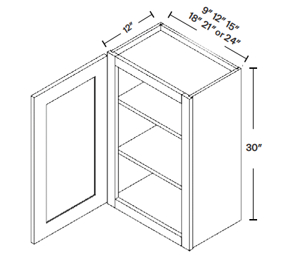 White Shaker Single Door Upper Cabinet