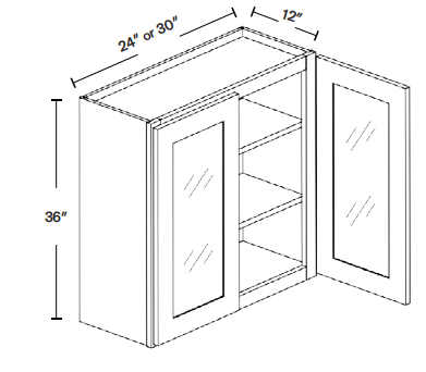 Pure Shaker White Sponge Melamine Two-Door Glass Wall Cabinet